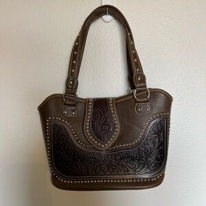 Montana West Tooled and Studded Conceal Carry Handbag